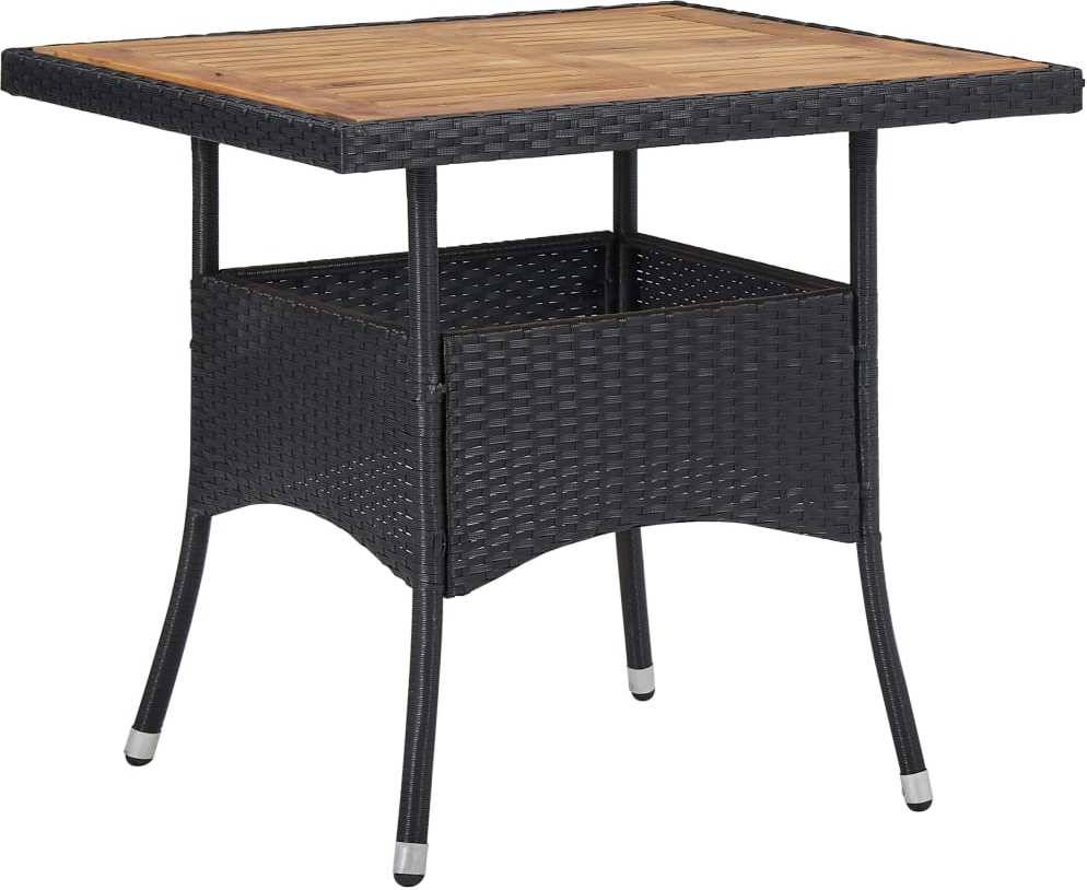 Mesa Comedor Para madera de acacia negro vidaxl cenar exterior mimbre maciza