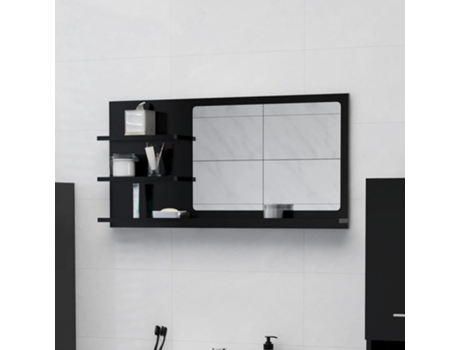 MAISON EXCLUSIVE - Espejo de baño madera contrachapada negro 90x10,5x45 cm