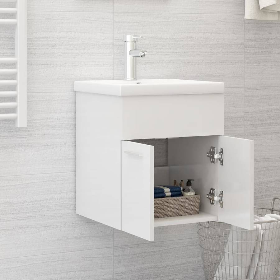 Mueble Con Lavabo aglomerado blanco brillante vidaxl 41x385x46 cm armario empotrado madera 41x38.5x46