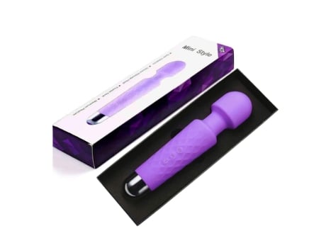 Potente Masajeador con 20 Modos de Vibración Magic Whisper Silencioso Impermeable Inalámbrico Morado BISBISOUS