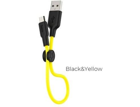 Cable HOCO Plus Silicone (Micro Usb - 0.25m - Negro, Amarillo)