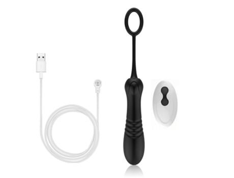 Vibrador de masaje telescópico de control remoto inalámbrico multifrecuencia (negro) VEANXIN