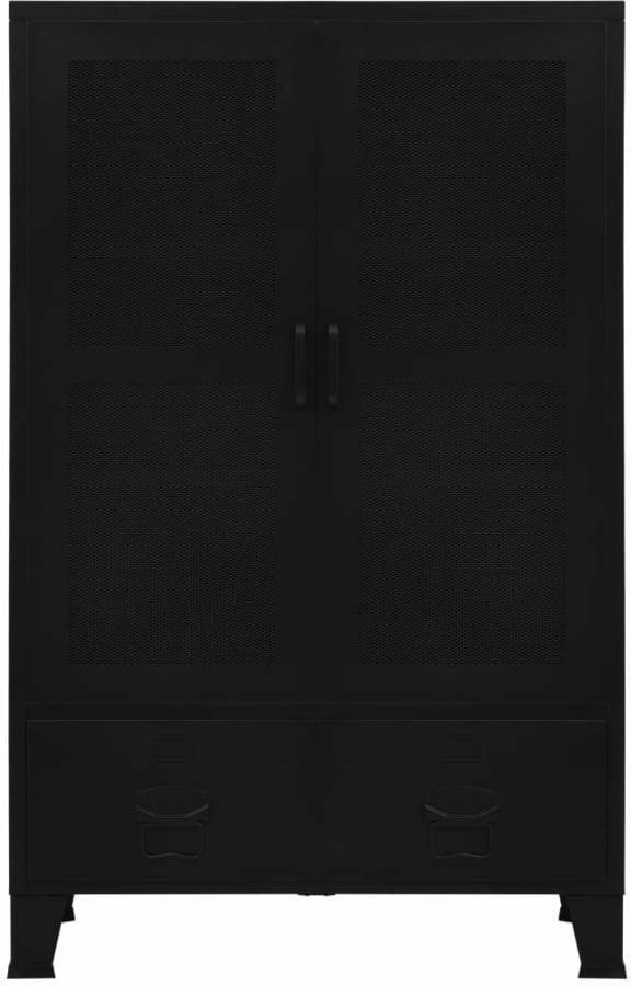 Armario Oficina Industrial puertas vidaxl malla acero negro 75x40x120cm