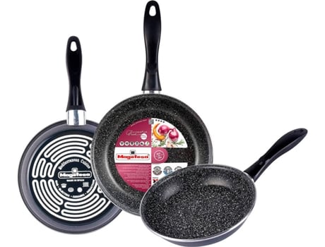 Magefesa K2 Gransasso set 3 sartenes 202428cm acero vitrificado exterior gris antiadherente bicapa efecto piedra para todo tipo de cocinas especial 50 ahorro juego 202428cminducción