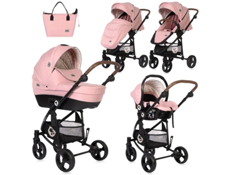 Carrito de bebé trio con capazo duro CRYSTA hasta 22 Kg de LORELLI blossom pink