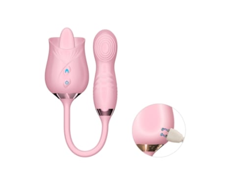 Juguete Rosa para Mujer con Lengua 3 en 1 Pezón Clítoris Lengua Lamiendo Estimulador Vibrador Punto Grueso Vibrador Rosa BISBISOUS