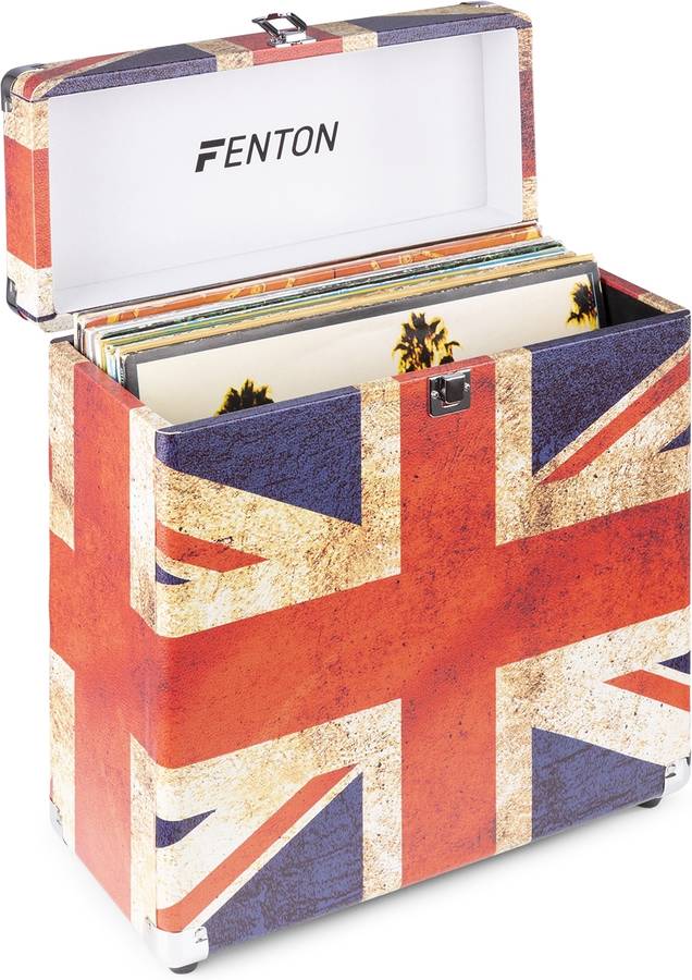 Fenton Rc30 Maleta para discos de vinilo bandera uk 345 x 165 38 cm bisagras metal asas rc30uk