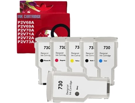 Toner 730 pack 6 tintas compatible con HP P2V68A P2V69A P2V70A P2V71A P2V72A P2V73A GENÉRICO