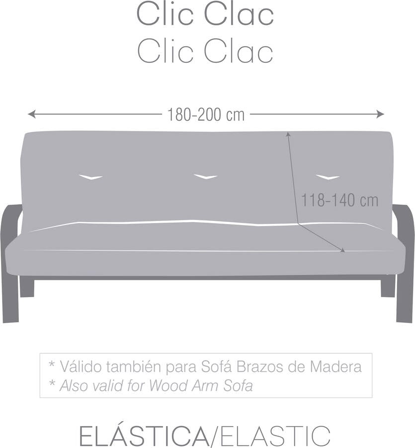 Funda de sofá Troya 3 plazas clic clac elástica gris 180 - 200 cm