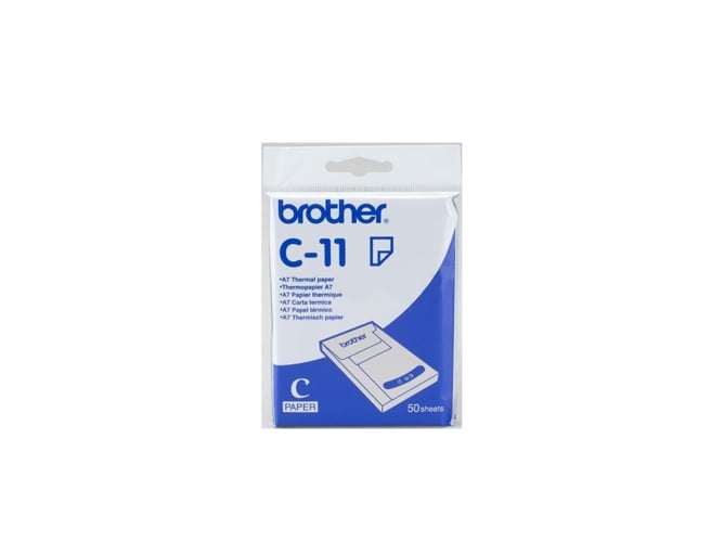 Consumible BROTHER Papel térmico tamaño A7 . 20 blocs de 50 hojas cada uno C11