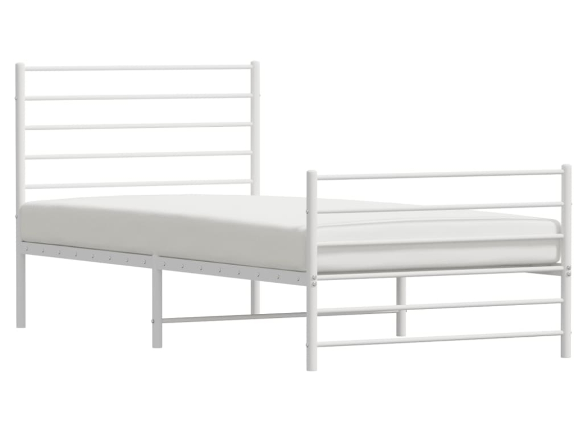 vidaXL Estructura cama metal con cabecero y pie cama blanca 90x200