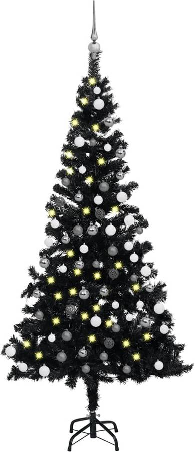 Árbol de Navidad VIDAXL con Luzes LED y Bolas (Negro - 65x12 cm)