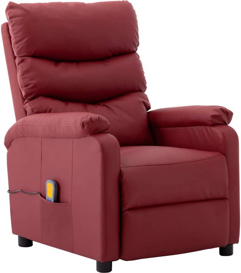 Sillón de Masaje VIDAxL Reclinable de Cuero Sintético Rojo Tinto