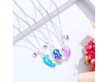 Starlight-color Macaron Collar para niños Buen amigo Dolphin Oil Drop Informe creativo Magnet Love Collar Set de 3 piezas