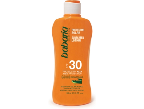 Protector Solar BABARIA Leche Aceleradora del Bronceado Aloe Vera SPF 30 (200 ml)