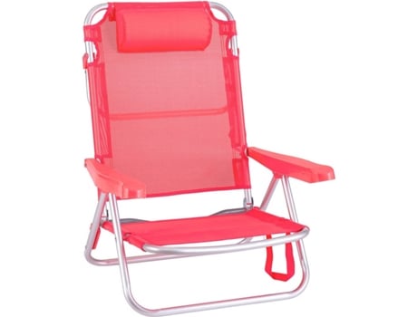 Silla Playa Con de 4 posiciones aluminio y textileno 61x47x80 cm coral