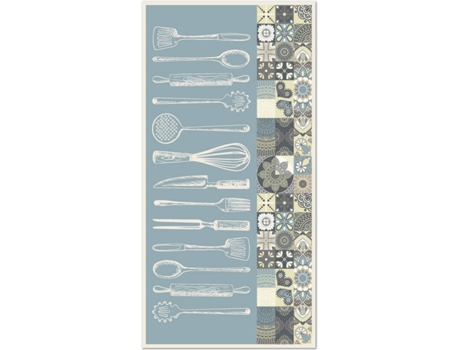 Panorama Alfombra Cocina utensilios azul 40x80 cm vinilo antideslizante antihongos e grandes pvc home living