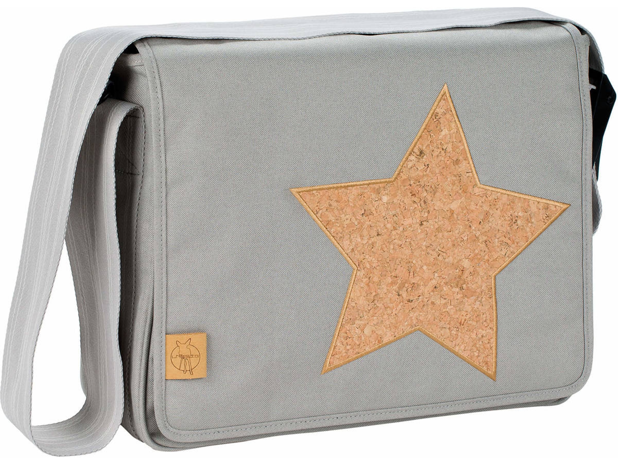 Lässig Bolso Cambiador para bebé elegante de mano incluye accesorios pañales mensajero informal con estrellas cork star light grey