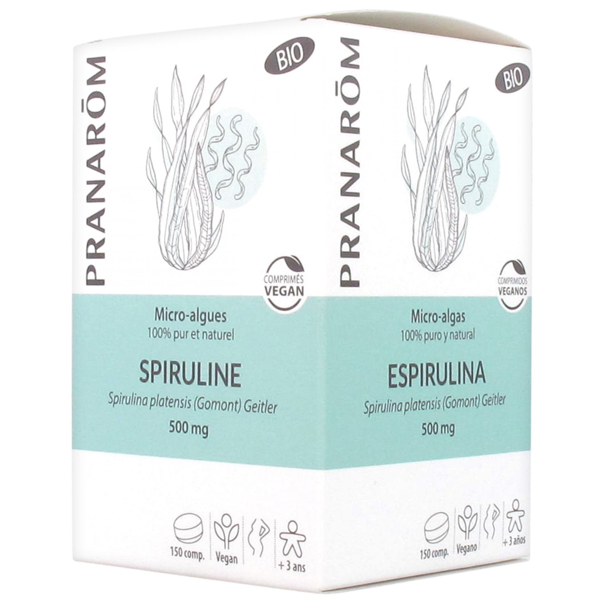 PRANARÔM Micro-Algas Espirulina 500 mg BIO 150 comprimidos