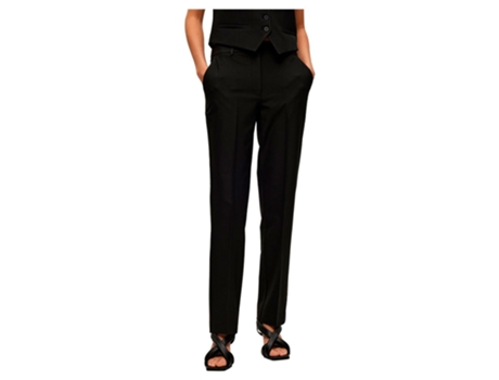 Calça SELECTED Calças De Cintura Média Eliana Straight Fit Preto 42 / 30 Mulher