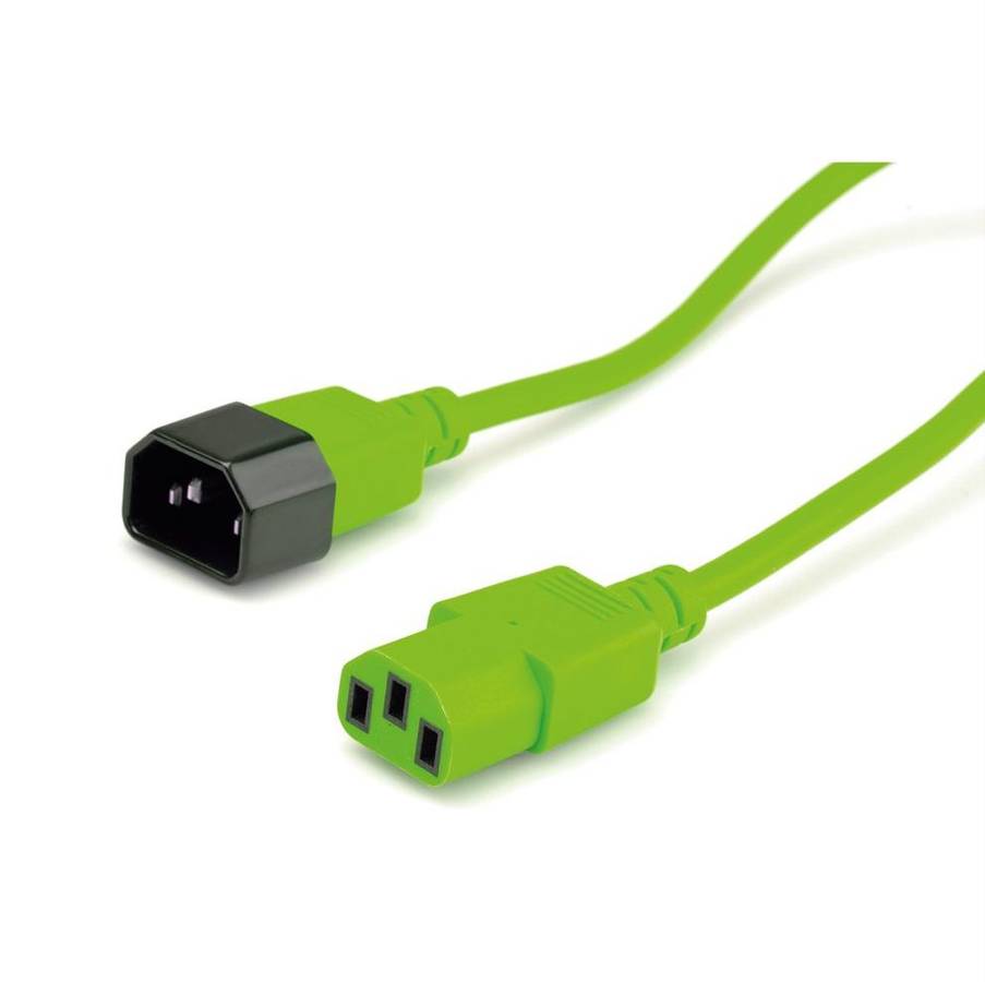 Cable ROLINE (Alimentación, IEC320 C14 y C13 - 1.8m - Verde)