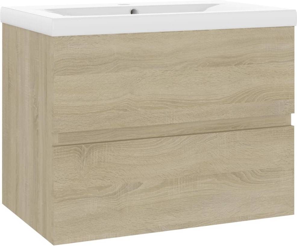 Vidaxl Mueble Con lavabo armario tocado fregadero aseo cuarto de inodoro ducha bañero mobiliario robusto estable aglomerado roble sonoma empotrado madera 60x38.5x45 cm