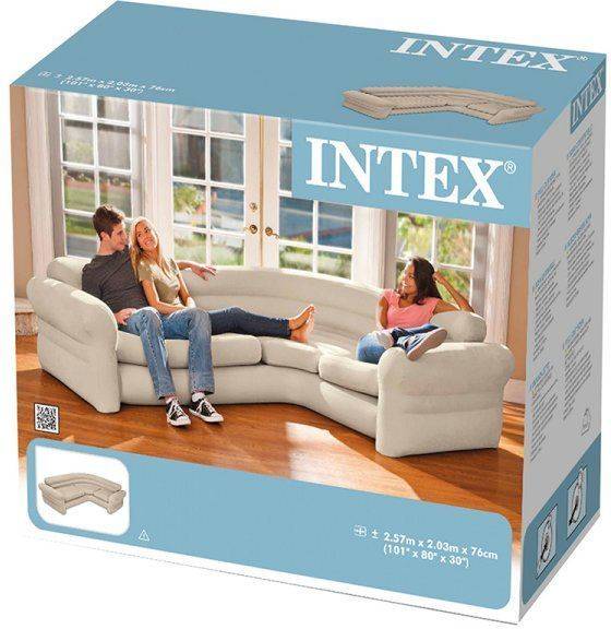 Sofá Esquinero Hinchable con Bomba INTEX 68575 (257 x 203 x 76 cm)