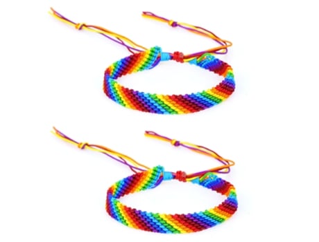 Pulsera De Arcoíris Trenzada Hecha A Mano Pulsera De Arcoíris Gay Para Hombres Y Mujeres Pulsera De Cuerda De Amistad Para Gay Lesbiana Pulsera Aju...