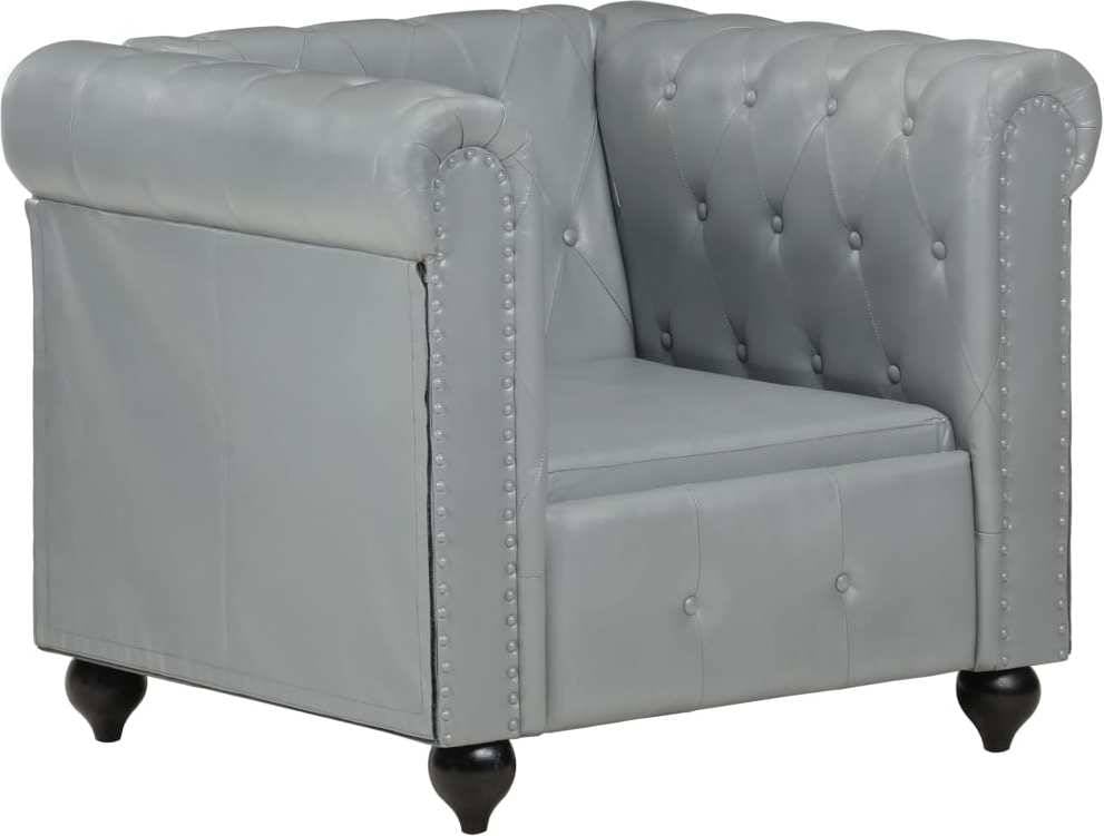 Sillón VIDAXL Chesterfield 283755 Cuero Gris