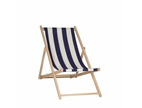 Tumbona JARDIN PRIVE Cancale Azul / Blanco Rayas Madera de haya (132 x 55 x 35 cm)