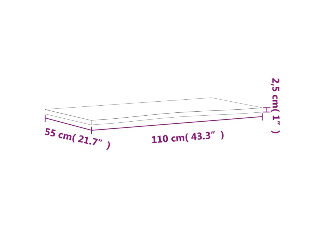 Tablero de escritorio madera maciza de haya 110x(50-55)x2.5 cm