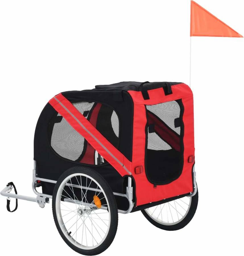 Remolque de Bicicletas para Perros VIDAXL con Reflectores (Rojo - Acero)