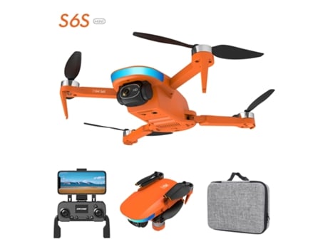 S6S Mini GPS Drone, 5G WIFI FPV Quadcopter RC plegable sin escobillas (4K - Duración de la batería: 25 min - Naranja)