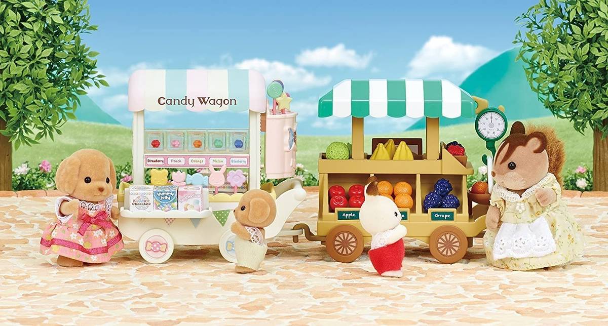 Carrito De Frutas sylvanian families figura fruit wagon mini munecas y acc 5265