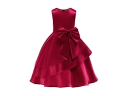 Vestido NNJXD Princesa Sin Mangas Nudo Poliéster para Niña (110 cm - Rojo)