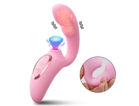 Vibrador de succión del clítoris con calefacción de 15 modos para mujeres (rosa) VEANXIN