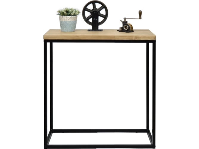 Recibidor Icub Big wood 70x35x80cm negro en madera maciza de 3cm grosor acabado vintage estilo industrial box furniture consola 35x70x80 30mm. ds muebles