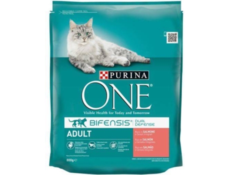 Pienso para Gatos ONE (800 g - Seco - Adulto - Sabor: Salmón y Cereales Integrales)