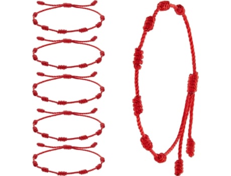 Pulseras Rojas Ajustables De 7 Nudos, Cuerda/Amuleto Para El Éxito, Talismán Para Mujeres Y Hombres ZMDECQNA 6 Un