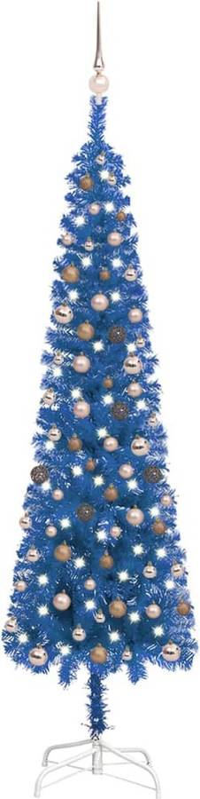 Árbol de Navidad VIDAXL con Luces LED y Bolas (Azul - 240x61 cm)