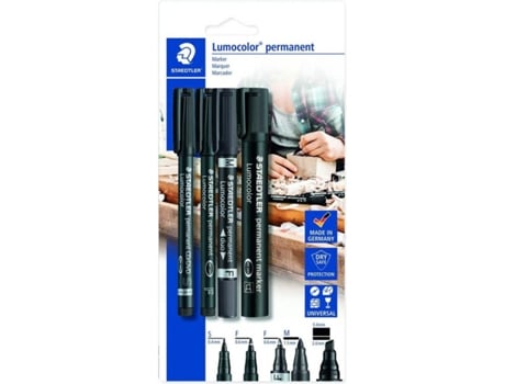 Staedtler Lumocolor Permanent 60 bk juego de rotuladores permanentes con diferentes puntas 4 unidades set