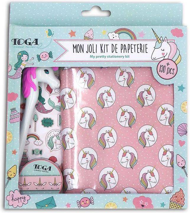 Draeger Paris 1886 unicornio y sirena kit de papelería multicolor carnet 13x18 cm etiquetas blocs notas