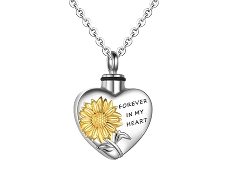 Collar de urna de corazón de girasol para mujeres