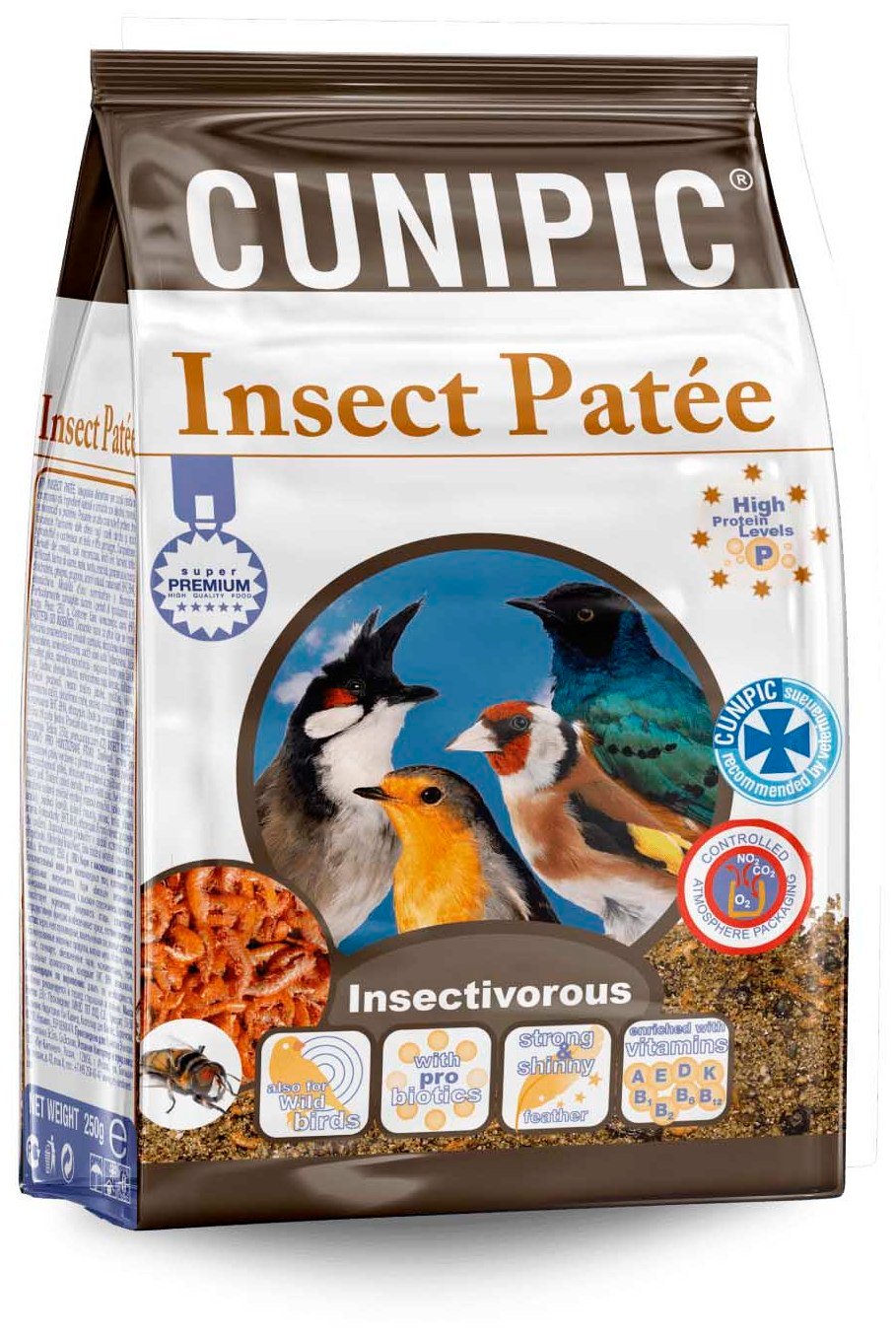 Alimentación de Pájaros Tropicales CUNIPIC Pasta Reproductora de Aves Insectívoras (250 g)