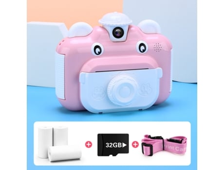 Cámara de Impresión Instantánea ENKERS 1080P HD con tarjeta rosa de 32 Gb