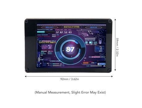 HURRISE Monitor de Temperatura del Ordenador Mini Pantalla Ips USB de 3,5 Pulgadas Aida64 Visualización de Vídeo del Proyector