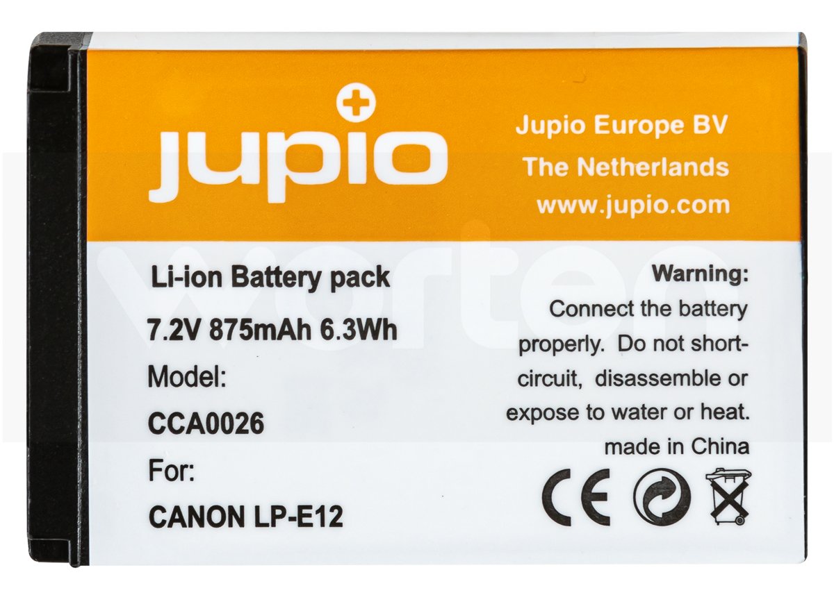 Jupio Cca0026 Batería para de fotos equivalente canon lpe12nbe12 lithium ion 875 mah bateria 875mah lpe12 nbe12