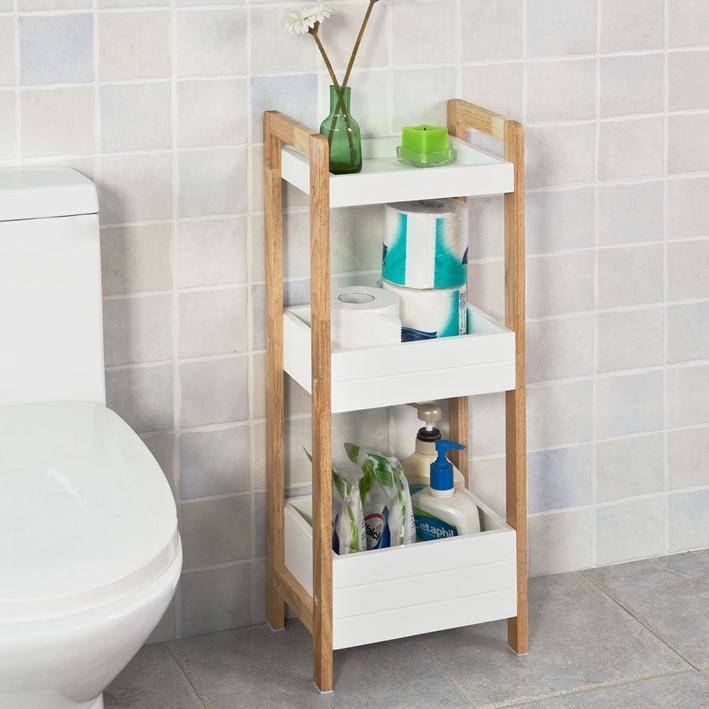 Estantería para Baño SOBUY FRG226-WN (MDF y Madera Caucho - 28x20x74 cm)