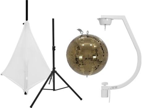 Conjunto de Bola de Espejos EUROLITE 30 cm Dorado With Stand And Tripod Cover Blanco