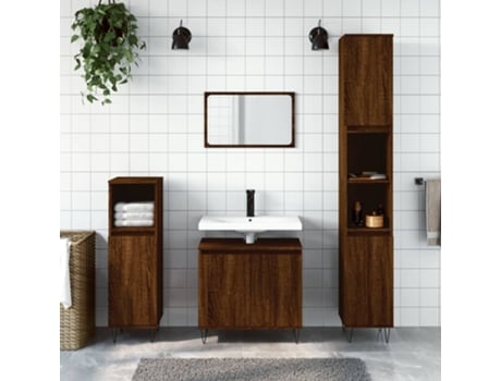 Maison Exclusive Armario con espejo baño madera roble ahumado 80x20,5x64 cm